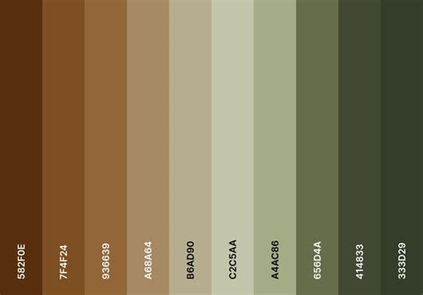 an image of the color scheme for different shades of brown, green, and ...