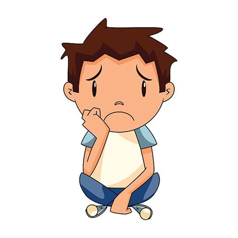 Cartoon Of A Sad Lonely Boy Kid Clip Art, Vector Images & Illustrations ...