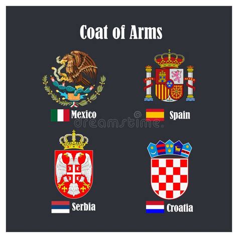 Coat of Arms for Four Countries Stock Vector - Illustration of insignia ...