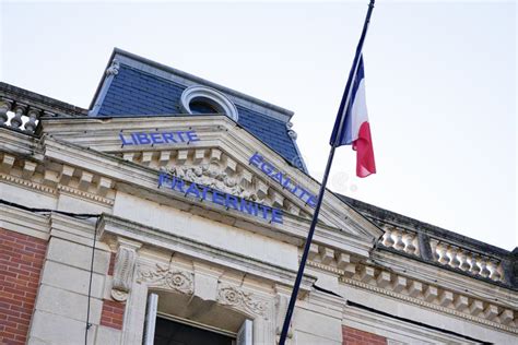 Liberte Egalite Fraternite Text on French Facade City Hall Means ...