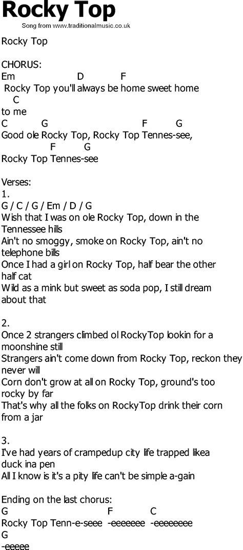 Old Country Song Lyrics With Chords Rocky Top | Hot Sex Picture