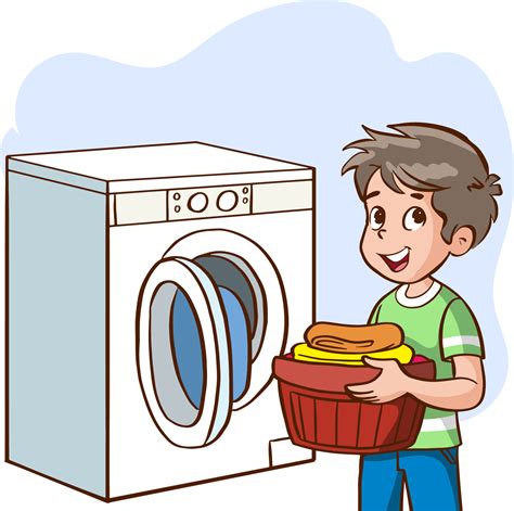 boy washing clothes in the washing machine cartoon vector 20088528 ...