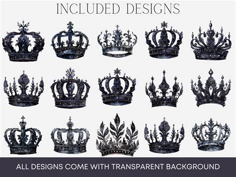 Black Crown Clipart, Crown Clipart, Royal Crown, Mixed Media, Pngs ...