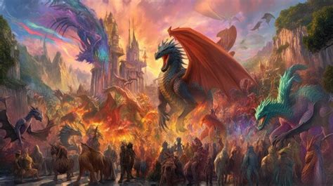 Premium AI Image | A dragon and a fire in a castle