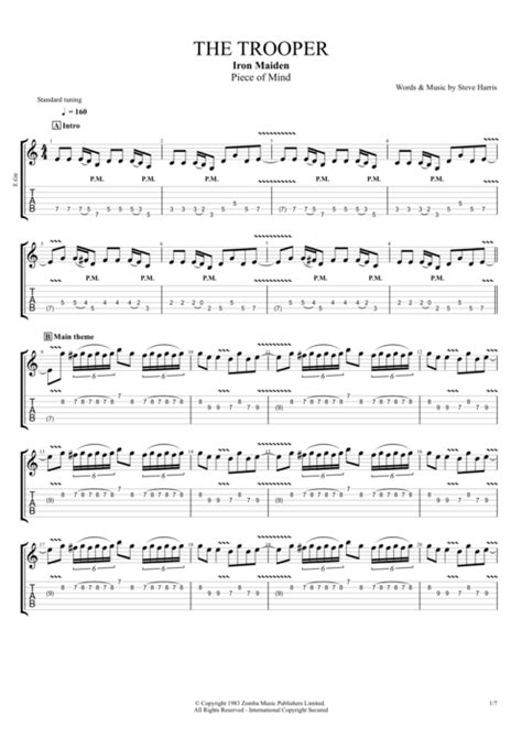 The Trooper by Iron Maiden - Full Score Guitar Pro Tab | mySongBook.com