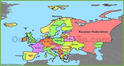 Map of Europe with countries and capitals