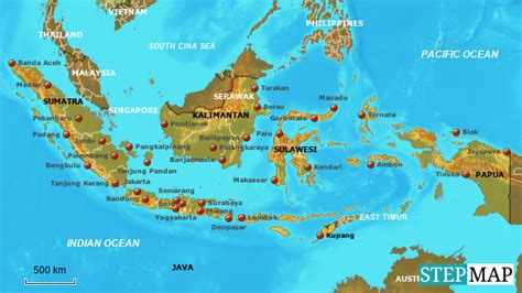 StepMap - Jakarta - Ambon - Sorong - Landkarte für Indonesia