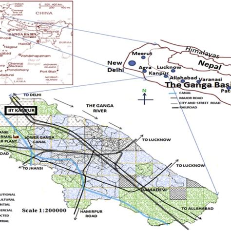 Map of the Kanpur city and the study site (in black box). | Download ...