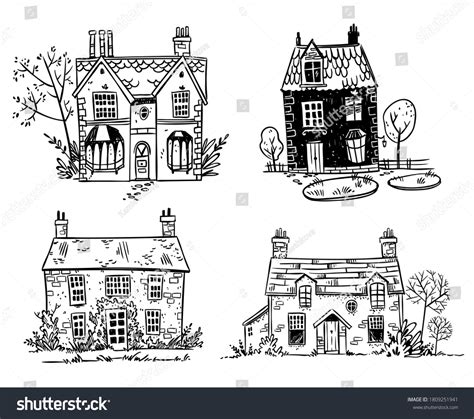 141 English Cottage Line Art Images, Stock Photos & Vectors | Shutterstock