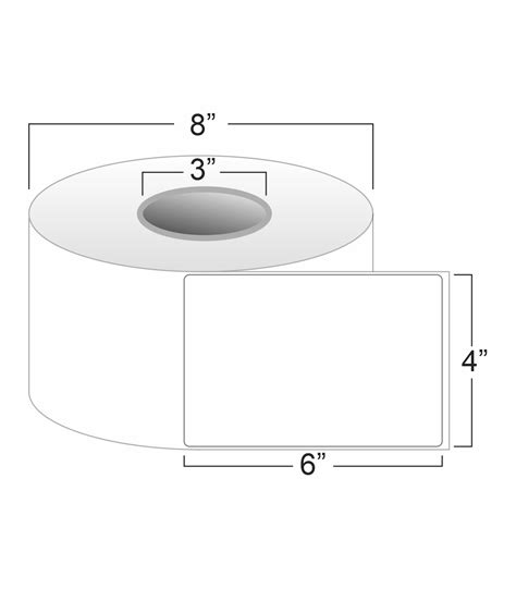 4" x 6" Standard Thermal Transfer Labels on 3" Core, NO Perforations ...