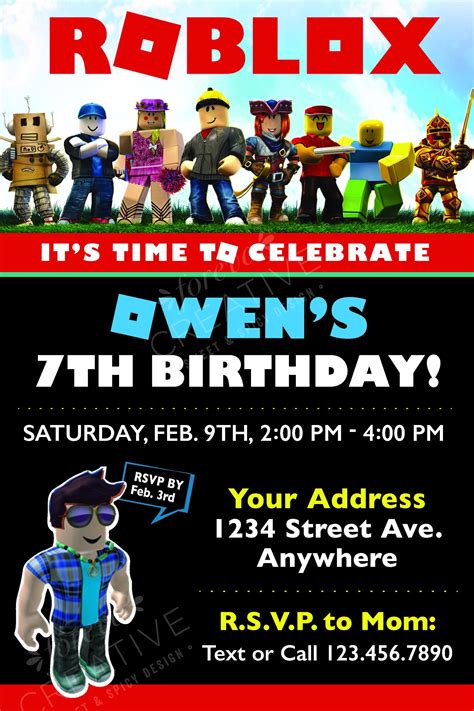 Invitations Paper Roblox Invitation Gaming Invite Roblox Birthday ...