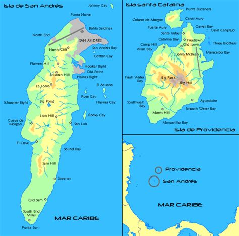 San Andres Island Colombia Map - Cities And Towns Map