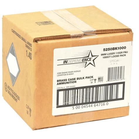 CCI Independence Ammo 9mm 115 Gr FMJ 1000rd Bulk Box - $299.99 | gun.deals