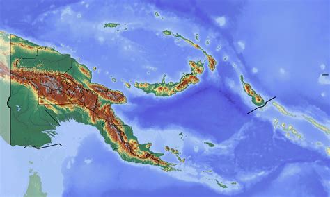 Large topographical map of Papua New Guinea | Papua New Guinea ...