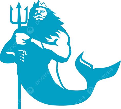 Triton Wielding Trident Retro Merman Retro Facial Hair Vector, Merman ...