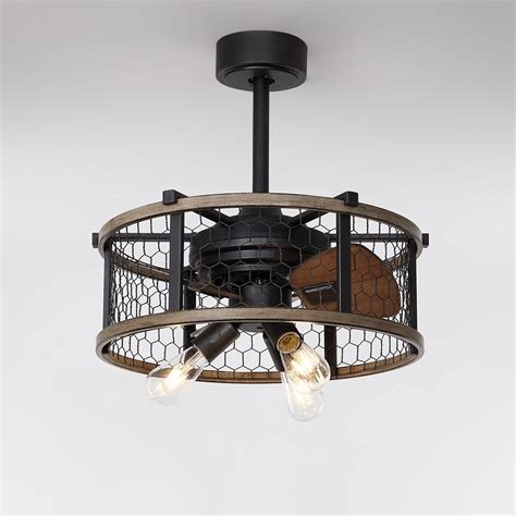 Luxury Farmhouse Rustic Reversible Ceiling Fan with Lights 3-Blade Wire ...