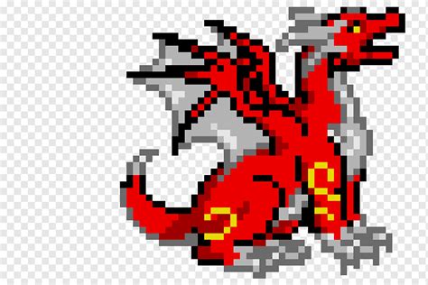 Pixel Art With Grid Dragon / It is a very clean transparent background ...