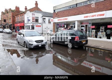 Flooding in Biggin Street Loughborough after heavy rain Stock Photo - Alamy