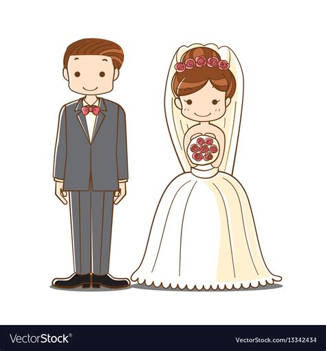 Wedding couple cartoon Royalty Free Vector Image