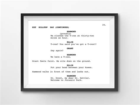 Jurassic Park Screenplay Scene digital Download Print at Home Welcome ...