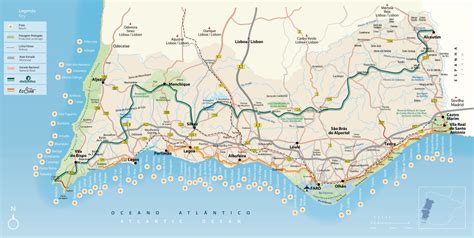 Large detailed map of Algarve with roads, cities, beaches and other ...