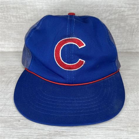 Vintage Chicago Cubs SnapBack Hat 90s mesh trucker... - Depop