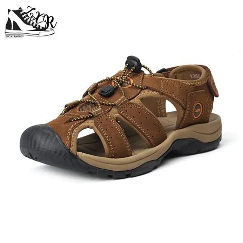 Brand Genuine Leather Shoes Summer New Large Size Men's Sandals Men ...