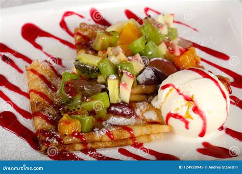 Pancakes with fruits stock image. Image of sweet, fruits - 124920949