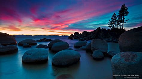 HD wallpaper: Sand Harbor at Sunset, Lake Tahoe, Nevada, Nature ...