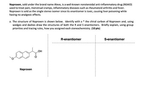 SOLVED: Naproxen, sold under the brand name Aleve, is a well-known ...