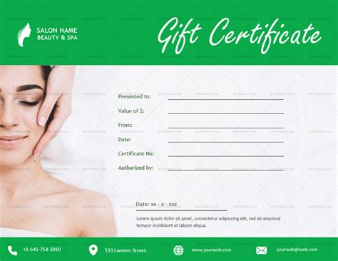 Printable Spa Gift Certificate Template - Spa Templates