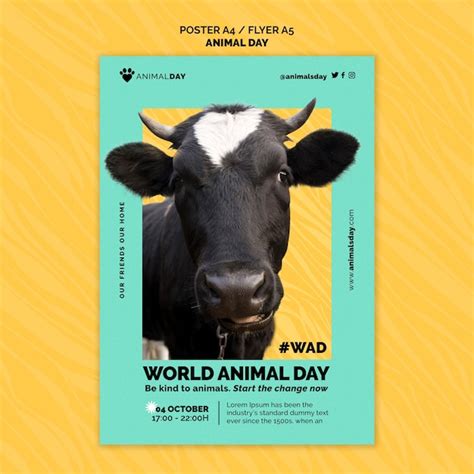 Free PSD | Flat design world animal day poster template