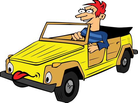 Clipart - Boy Driving Car Cartoon