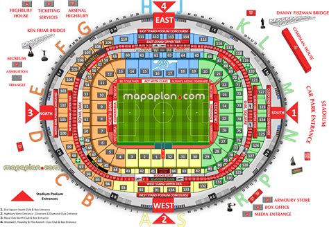 London Arsenal Emirates Stadium seating plan - Arsenal London ...