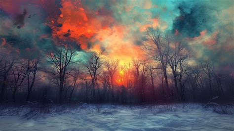 Winter Sunrise in Snowy Forest Wallpaper, HD Artist 4K Wallpapers ...