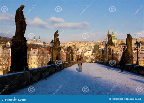 Charles Bridge in Winter, Prague, Czech Republic Editorial Image ...