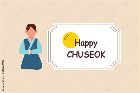 Korean boy gives greeting for Happy Chuseok. Happy chuseok concept ...