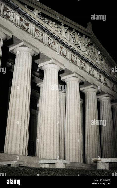 A Night time image of the Parthenon in Nashville, TN; it's a full scale ...