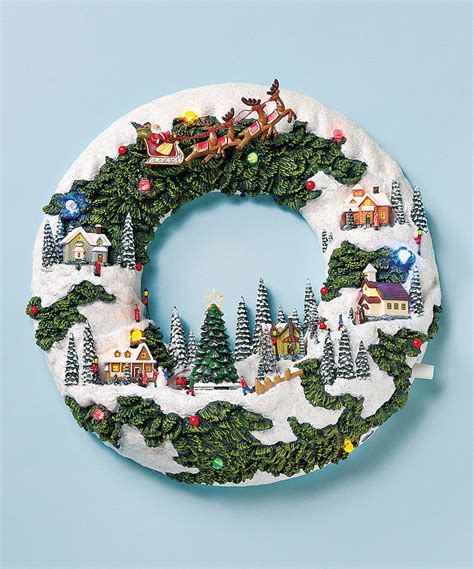 Musical Christmas Wreath | Christmas Village Scene - TheHolidayBarn.com