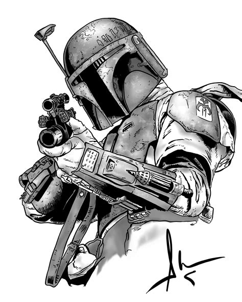 Boba Fett Helmet Sketch at PaintingValley.com | Explore collection of ...