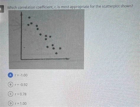 Which correlation coefficient, r, is most appropriate for the ...