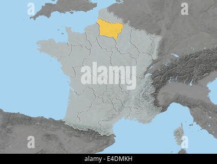 Region of Picardy, France, Relief Map Stock Photo - Alamy