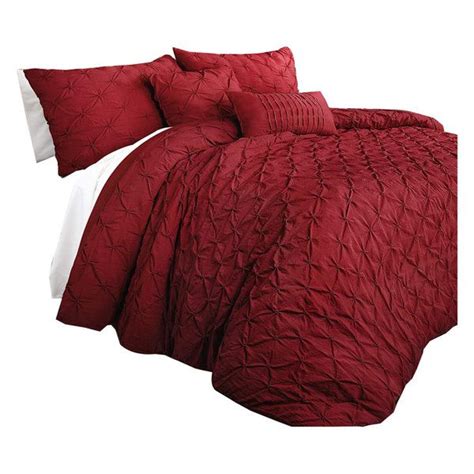 Ravello Pintuck Comforter Red 5-Piece Set Full/Queen - Contemporary ...