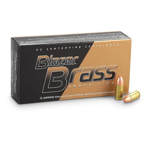 CCI Blazer Brass, 9mm Luger, FMJ-RN, 124 Grain, 50 Rounds - 141583, 9mm ...