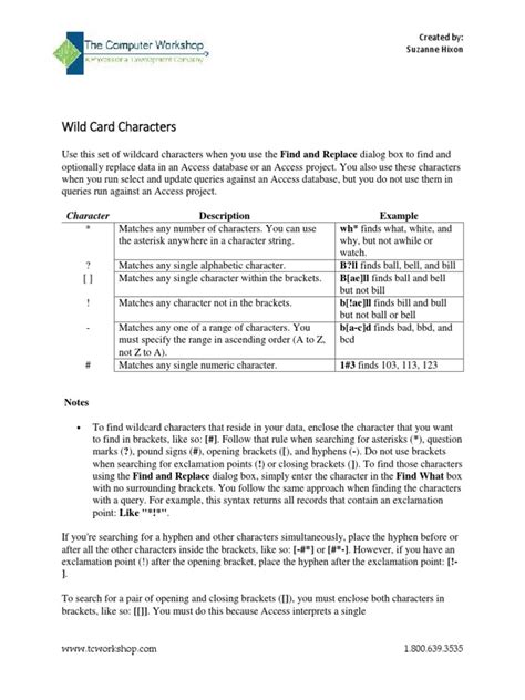 WildCard Characters | PDF | Data | Computer Data