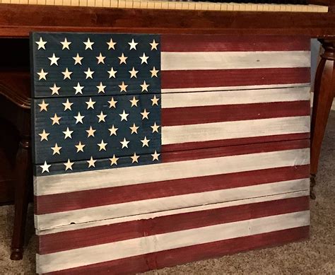 Rustic Wood American Flag Wall Hanging for Indoor or Outdoor