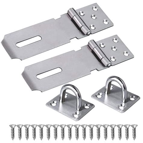 Buy 2Sets Stainless Steel Padlock Hasp, 4“ Door Padlock Hasp Safety ...