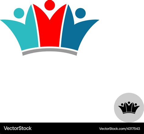 Three people in a crown shape logo Royalty Free Vector Image