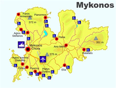 Map of Mykonos Beaches | Best Mykonos Beaches Map 2021