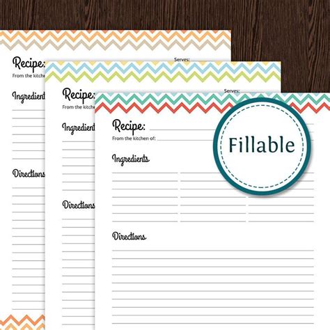 Printable Editable Recipe Card Template